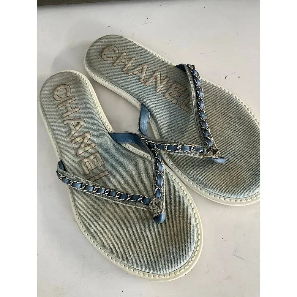 Chanel inter-locking denim sandals